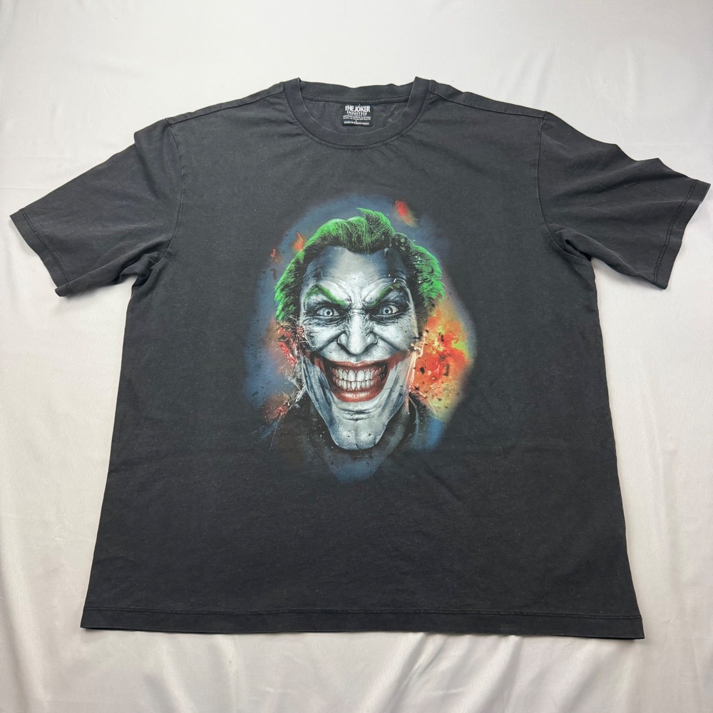 Primark The Joker Injustice T Shirt Mens Large Black Graphic Tee DC Comics